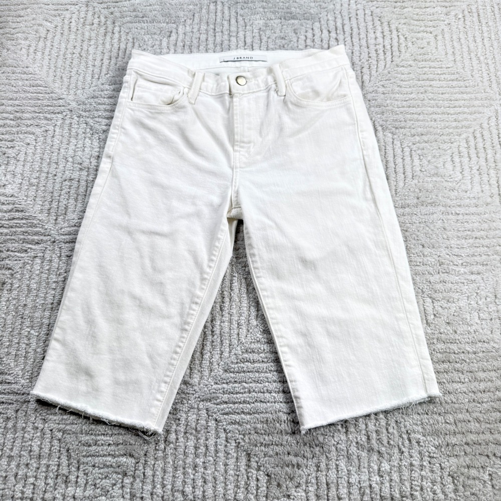 J Brand 811 Bermuda Shorts Women 26 White Summer Denim Preppy Clean Girl Coastal